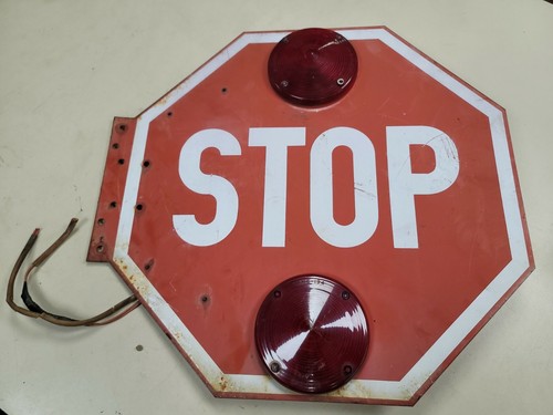 School bus metal stop - stop, sign
